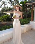 ROVENTE Sequin & Pleated Chiffon Strapless Dress - PINKPARKS