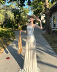 ROVENTE Sequin & Pleated Chiffon Strapless Dress - PINKPARKS