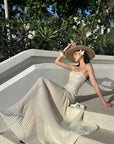 ROVENTE Sequin & Pleated Chiffon Strapless Dress - PINKPARKS