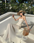 ROVENTE Sequin & Pleated Chiffon Strapless Dress - PINKPARKS