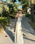 ROVENTE Sequin & Pleated Chiffon Strapless Dress - PINKPARKS
