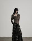 DOINDULGE Layered Sheer Drape Skirt with Lace Panels