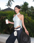 ROVENTE Draped Halterneck Corset Top - PINKPARKS