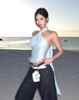 ROVENTE Draped Halterneck Corset Top - PINKPARKS