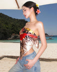 ROVENTE Jungle Bloom Backless Scarf Top - PINKPARKS
