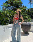 ROVENTE Jungle Bloom Backless Scarf Top - PINKPARKS