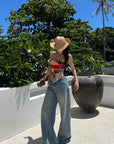 ROVENTE Jungle Bloom Backless Scarf Top - PINKPARKS