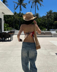ROVENTE Jungle Bloom Backless Scarf Top - PINKPARKS