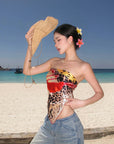 ROVENTE Jungle Bloom Backless Scarf Top - PINKPARKS