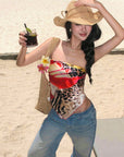 ROVENTE Jungle Bloom Backless Scarf Top - PINKPARKS