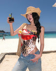 ROVENTE Jungle Bloom Backless Scarf Top - PINKPARKS