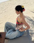 ROVENTE Jungle Bloom Backless Scarf Top - PINKPARKS