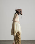 DOINDULGE Ethereal Draped Halter Dress with Voluminous Silk Layers