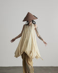 DOINDULGE Ethereal Draped Halter Dress with Voluminous Silk Layers