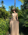 ROVENTE Draped Backless Rose Maxi Dress - PINKPARKS