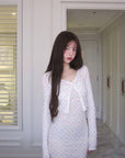 DreamyNerd Heart Knit Cardigan & Camisole Dress Set