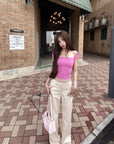 DreamyNerd Off-Shoulder Halter Knit Top - PINKPARKS