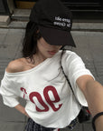 WARDEN EDGE Oversized Off-Shoulder Tee