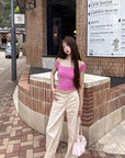 DreamyNerd Off-Shoulder Halter Knit Top - PINKPARKS