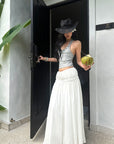ROVENTE Gathered Cotton Maxi Skirt - PINKPARKS