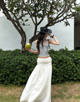 ROVENTE Gathered Cotton Maxi Skirt - PINKPARKS