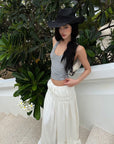 ROVENTE Gathered Cotton Maxi Skirt - PINKPARKS