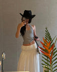 ROVENTE Gathered Cotton Maxi Skirt - PINKPARKS