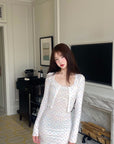 DreamyNerd Heart Knit Cardigan & Camisole Dress Set