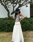 ROVENTE Gathered Cotton Maxi Skirt - PINKPARKS