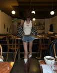 WARDEN EDGE Raw Hem V-Cut Denim Shorts - PINKPARKS
