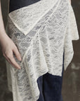 DOINDULGE Lace Overlay Denim Pants