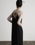 DOINDULGE Lace Panel Long Dress with Carved Horn Beads and Ring Strap Detail