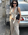 ROVENTE Asymmetric Waist Wide-Leg Trousers - PINKPARKS