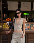 ROVENTE Asymmetric Waist Wide-Leg Trousers - PINKPARKS