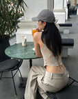 ROVENTE Asymmetric Waist Wide-Leg Trousers - PINKPARKS