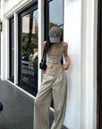 ROVENTE Asymmetric Waist Wide-Leg Trousers - PINKPARKS