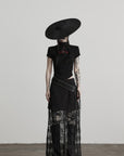 DOINDULGE Ruched Fitted Tee with Deconstructed Eye Button Detail