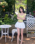 DreamyNerd Eyelet Bubble Mini Skirt - PINKPARKS