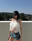 WARDEN EDGE Layered Lace Mesh Cami Top - PINKPARKS