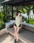 DreamyNerd Asymmetric Off-Shoulder Top with Beaded Back Chain - PINKPARKS