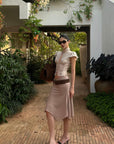 ROVENTE Sculpted Tie-Neck Corset Top - PINKPARKS