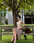 ROVENTE Sculpted Tie-Neck Corset Top - PINKPARKS