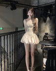 DreamyNerd Ruched Bubble Mini Dress in Champagne - PINKPARKS