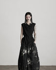 DOINDULGE Drape Shoulder Vest with Asymmetric Hemline and Textured Knit