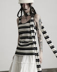 DOINDULGE Striped Deconstructed Tank Top and Elongated Scarf Set