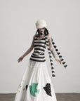 DOINDULGE Bird Patch Panel Maxi Skirt with Raw Volume Silhouette
