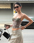 ROVENTE Leopard Lace Corset Cami - PINKPARKS