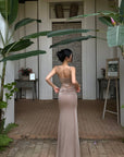ROVENTE Sculpted Lace-Panel Maxi Dress - PINKPARKS