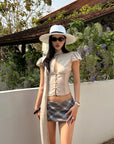ROVENTE Sculpted Tie-Neck Corset Top - PINKPARKS