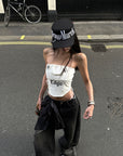 WARDEN EDGE Graphic Lace-Up Bandeau Top - PINKPARKS